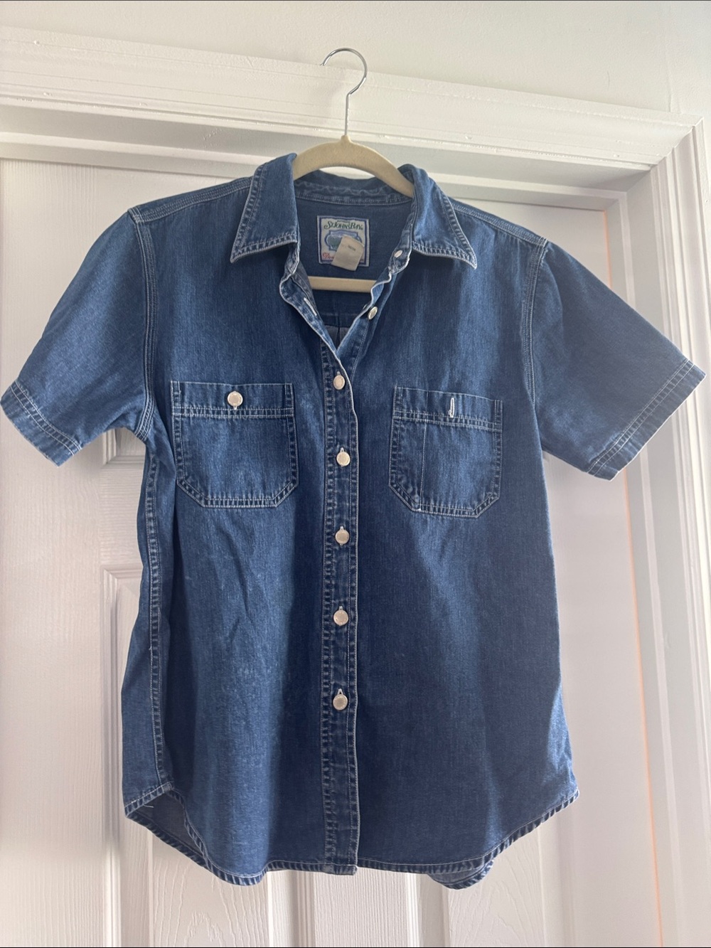 100% cotton St. John's Bay Denim Short-Sleeve Button-Down Shirt - Blue